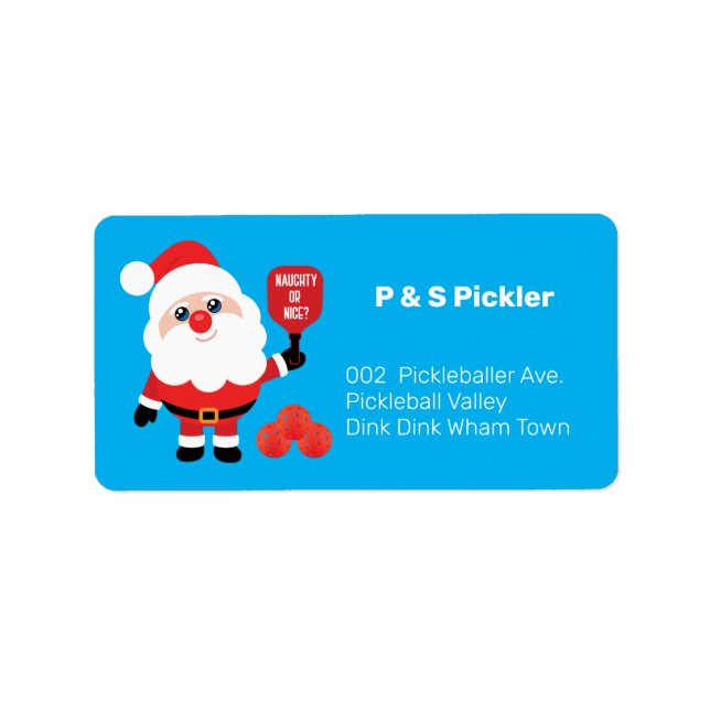 Pickleball 🎅 Santa blue adress eller retur-etiket Adressetikett (Framsidan)