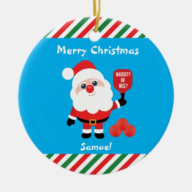 Pickleball 🎅 Santa Ceramic Ornament (Framsidan)