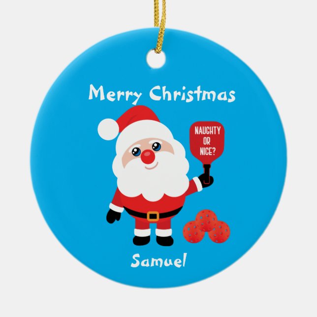 Pickleball 🎅 Santa Ceramic Ornament (Framsidan)
