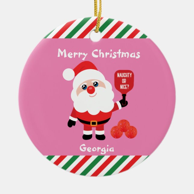 Pickleball 🎅 Santa Ceramic Ornament (Framsidan)