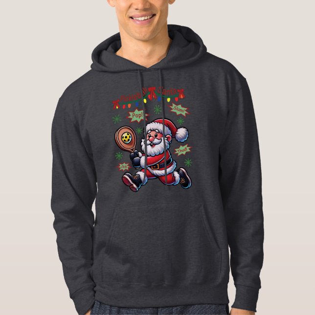 Pickleball Santa Claus Christmas Hoodie (Framsida)