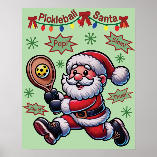 Pickleball Santa Claus Christmas Poster (Framsidan)