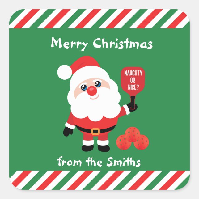 Pickleball 🎅 Santa Fyrkantigt Klistermärke (Framsida)