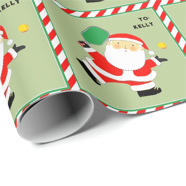 Pickleball Santa Helgdag Gift Presentpapper (Rullad Hörn)