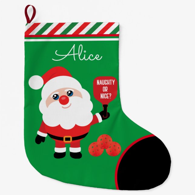 Pickleball 🎅 Santa  Stor Julstrumpa (Framsidan)