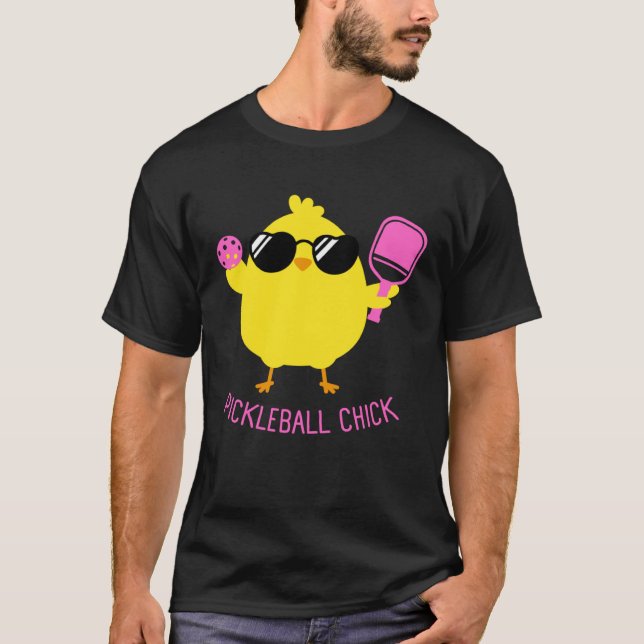 Pickleball Shirts, PICKLEBALL CHICK Pullover H T Shirt (Framsida)