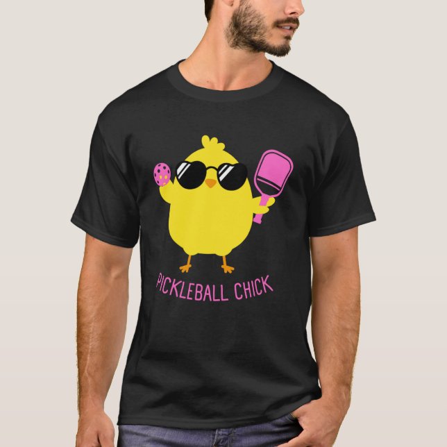 Pickleball Shirts, PICKLEBALL CHICK Pullover H T Shirt (Framsida)
