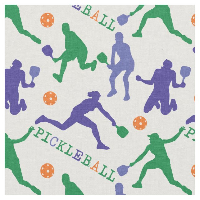 Pickleball silhouettes på vit, anpassningsbar stor tyg (Närbild)
