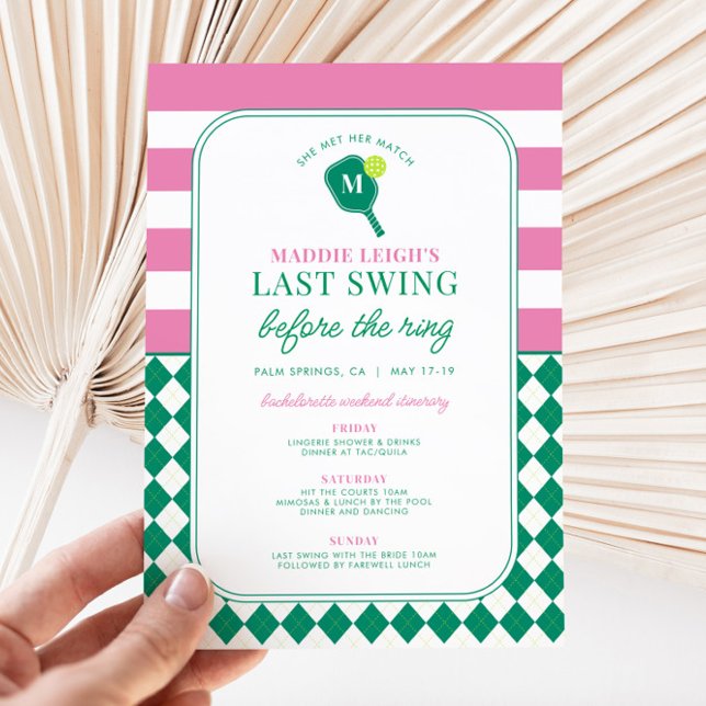 Pickleball, sista gången före inbjudan till Ring (Pickleball Last Swing Befor the Ring Bachelorette Invitation)
