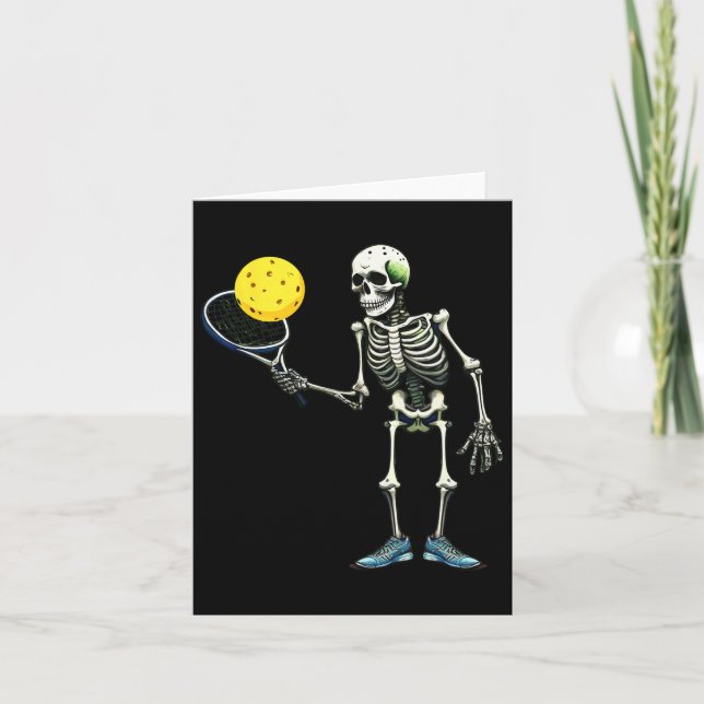 Pickleball Skeleton Tee Halloween Costume Pickleba Kort (Framsida)