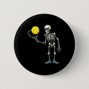 Pickleball Skelett T-shirt Halloween Kostym Pickle Knapp