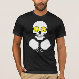 Pickleball Skull och korsade sadlar, Gult Bollar T Shirt