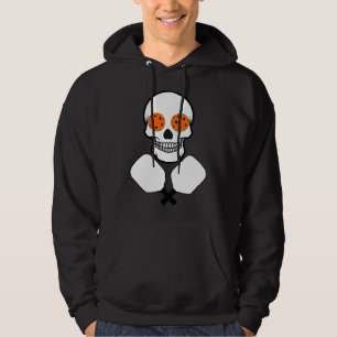 Pickleball Skull och korsade sadlar, Orange Bollar Hoodie