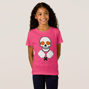 Pickleball Skull och korsade sadlar, Orange Bollar T Shirt
