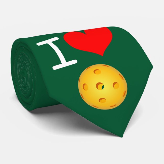 Pickleball slips: Jag älskar Pickleball (grönt) Slips (Rullad)