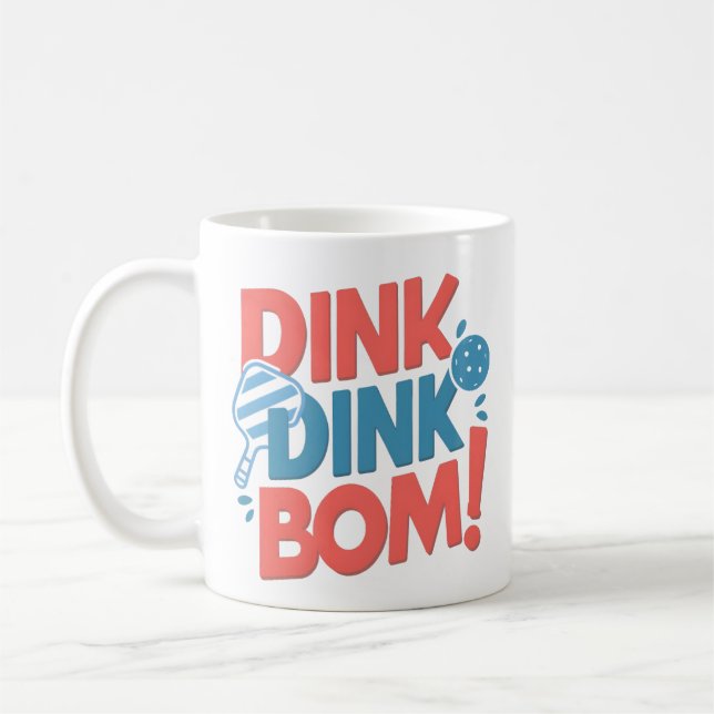 Pickleball slogan Dink Dink Boom Funny Pickleball Kaffemugg (Vänster)