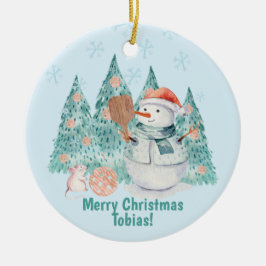 Pickleball-Snögubbar, juljul Julgransprydnad Keramik