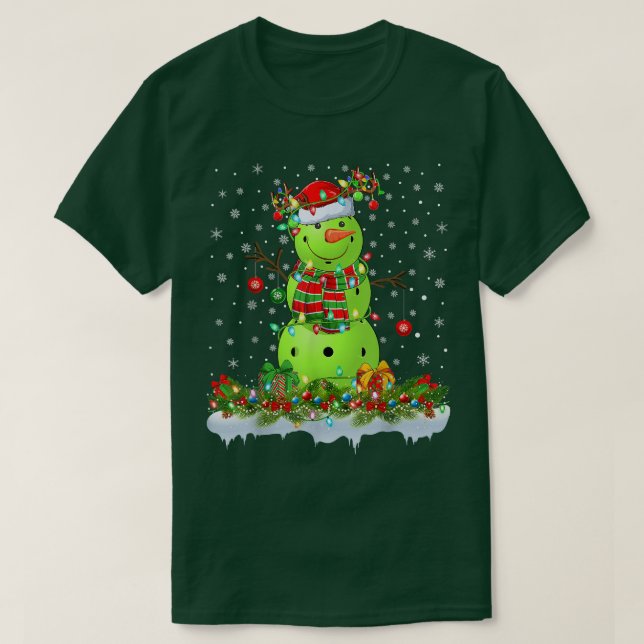 Pickleball Snögubbe Julafton Ljus Pickleball Ch T Shirt (Design framsida)