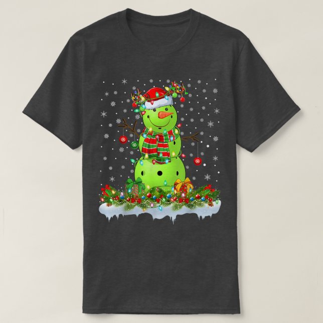 Pickleball Snögubbe Julafton Ljus Pickleball Ch T Shirt (Design framsida)