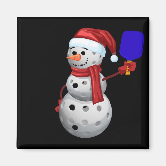 Pickleball Snögubbe Magnet (Framsidan)