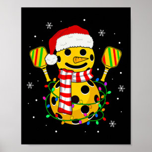 Pickleball Snögubbe Santa Hat Ljus - Plocka för ju Poster