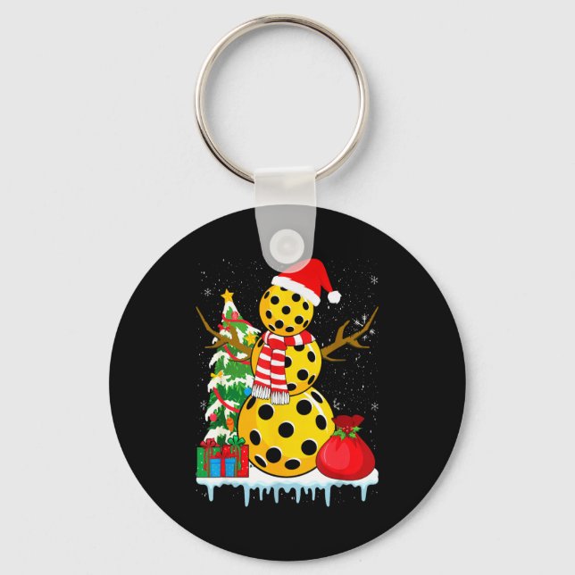 Pickleball snöman - rolig pickleball jul, nyckelring (Framsida)