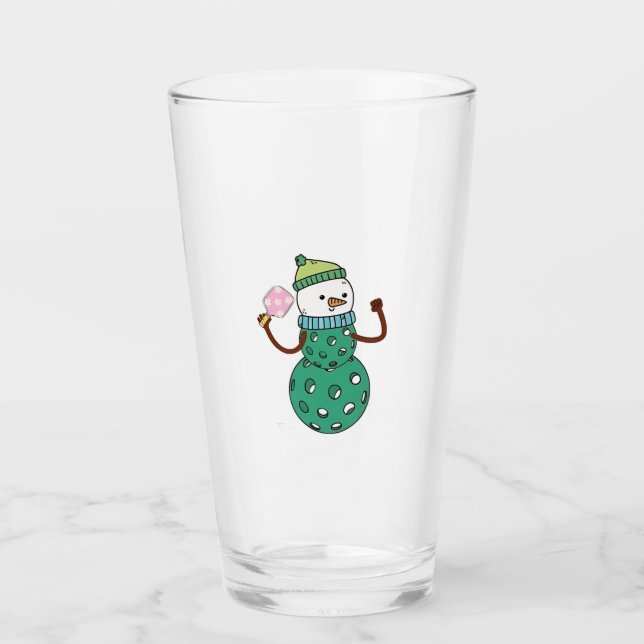 Pickleball Snömannen Rolig Jul Xmas  Glaskopp (Framsida)