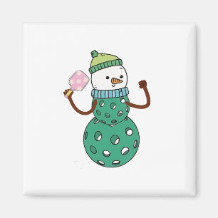 Pickleball Snömannen Rolig Jul Xmas Magnet