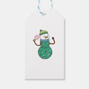 Pickleball Snömannen Rolig Jul Xmas Presentetikett