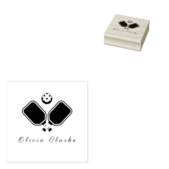 Pickleball Snyggt-skript Rubber Frimärke Stämpel (Stämplad)