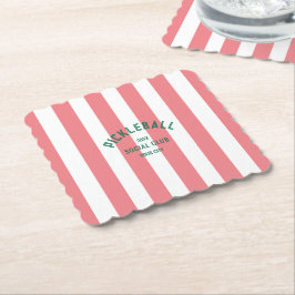 Pickleball Social Klubb Rosa Cabana Rand Party Underlägg Papper