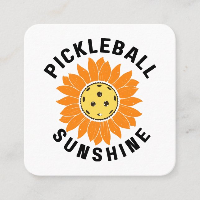 Pickleball solsken fyrkantigt visitkort (Framsida)