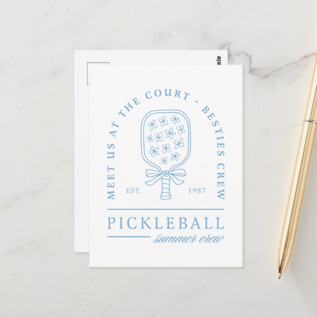 Pickleball sommarflickor kustblå estetiska vykort (Fram/Back In Situ)
