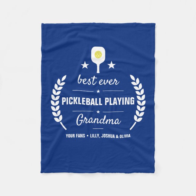 Pickleball spelar Best Grandma Grandpa Anpassnings Fleecefilt (Framsidan)