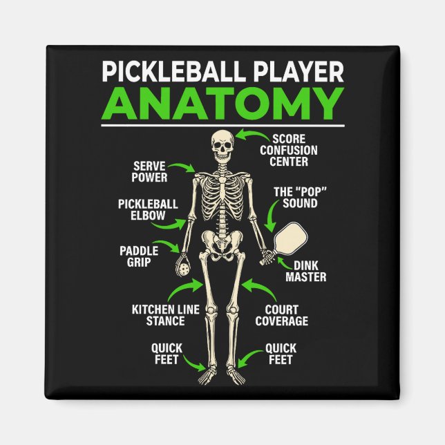 Pickleball-spelare anatomi rolig dink pickle boll magnet (Framsidan)