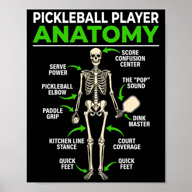 Pickleball-spelare anatomi rolig dink pickle boll poster (Framsidan)