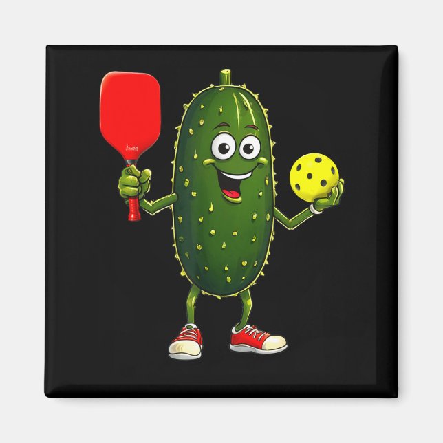Pickleball-spelare konst rolig pickle boll  magnet (Framsidan)