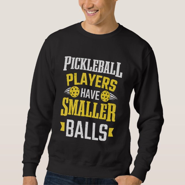 Pickleball-spelare med paddlar har mindre bollar lång ärmad tröja (Framsida)