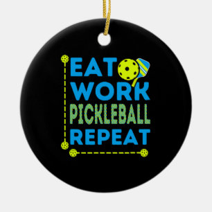 Pickleball-spelare som Kärlek för att spela idrott Julgransprydnad Keramik