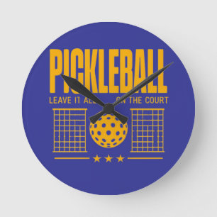 Pickleball Spirit - Lämna allt på domstolen Rund Klocka