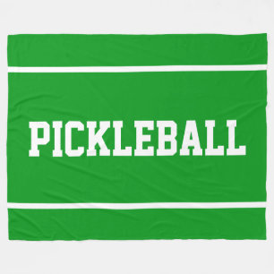 PICKLEBALL Sportiga vita ränder på klargrön Fleecefilt