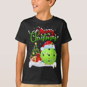 Pickleball Sports Älskare Julafton Lighting Pickle T Shirt