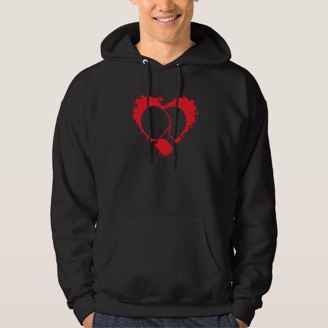 Pickleball Sports Heart Shape Pickleball Valentine Hoodie (Framsida)