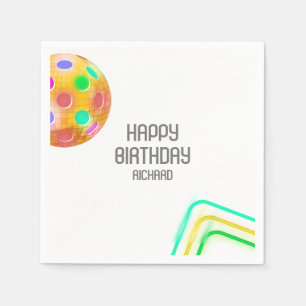 Pickleball Sports Neon Theme Disco boll Party Pappersservett