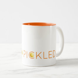 Pickleball Sports PICKLED Orange Gult Bollar Rolig Två-Tonad Mugg