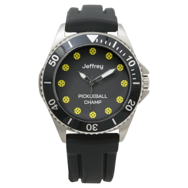 Pickleball-sportvaktgåva med eget namn armbandsur (Framsida)