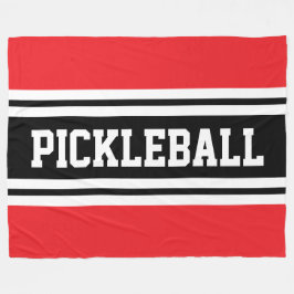 PICKLEBALL Sporty Bright Red Black Tävla Rand Fleecefilt