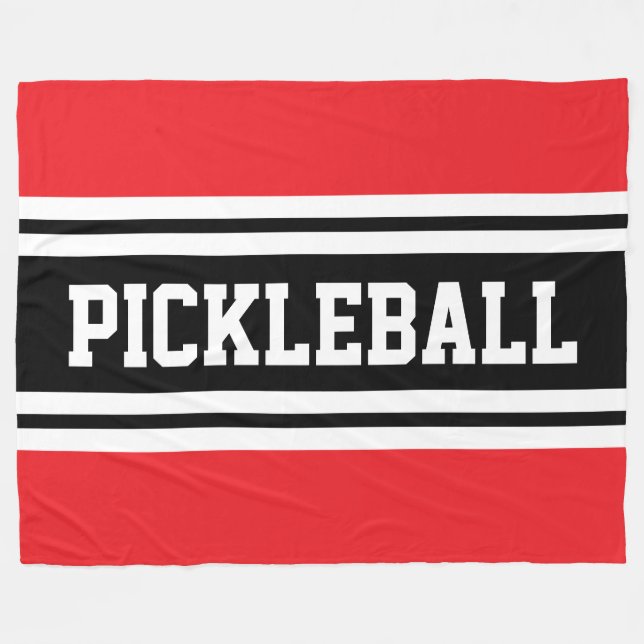 PICKLEBALL Sporty Bright Red Black Tävla Rand Fleecefilt (Framsidan (Horisontell))