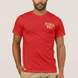 PICKLEBALL Sporty Text Gult Rand på Bright Red T Shirt