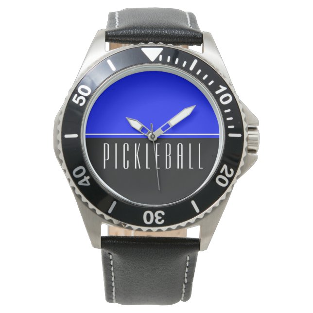 PICKLEBALL Sporty Vibrant Blue Black Färg Block Armbandsur (Framsida)
